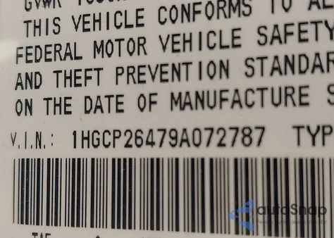 2009 Honda Accord 2.4 Lx-P from USA, damaged, VIN 1HGCP26479A072787